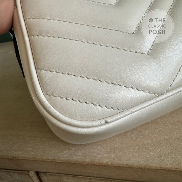 EUC Gucci Marmont Small Camera Bag White Gold HW Crossbody Bag - Picture 7 of 14